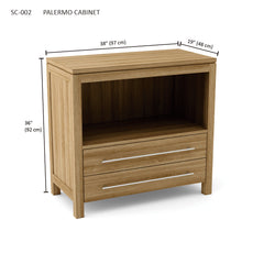 Anderson Teak Palermo Cabinet, a stylish wooden table with a sleek design and natural teak finish, perfect for modern interiors.