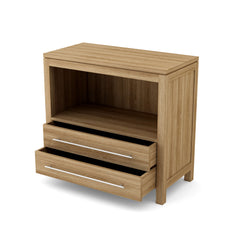 Anderson Teak Palermo cabinet table with wooden finish, featuring a sleek rectangular design and modern styling.