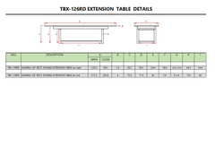Anderson Teak Sahara 126-inch rectangular double extension table showing polished wood surface and sturdy table legs.