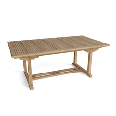 Anderson Teak Valencia 117-inch rectangular luxury outdoor teak double extension dining table for patio with A-grade teak.