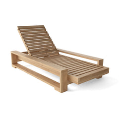 Capistrano Sun Lounger by Best Daybed in 9 designer colors, showcasing a stylish outdoor sunbed with a sleek teak finish.