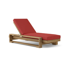 Capistrano Sun Lounger by Anderson Teak, A-grade teak wood outdoor sunbed with nine designer color options for garden relaxation.