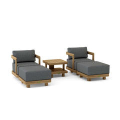 Anderson Teak SET-905 5-piece Granada deep seating outdoor patio set with swivel chairs and ottomans for garden lounge.