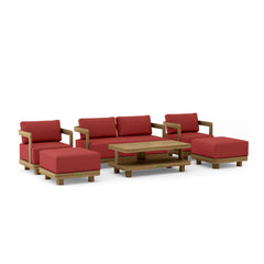 Anderson Teak SET-902 6-piece Granada deep seating outdoor sofa set with teak wood for garden lounge and patio relaxation.