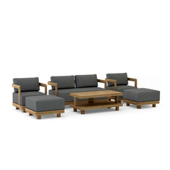 Anderson Teak SET-902 6-piece Granada deep seating outdoor sofa set with teak wood for garden lounge and patio relaxation.