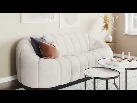 Bhutan Sofa Cream | Modern Shearling Style Fabric Indoor Sofa For Elegant Living Room | By Zuo Modern