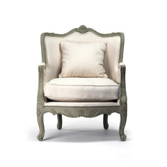 Zentique Adele love seat accent chair with elegant upholstery and wooden legs, ideal for living room or cozy seating area.