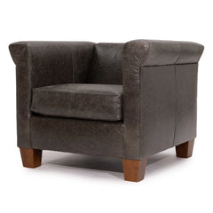 Zentique Brixton arm chair in coral haze top grain leather with a stylish accent design and cushioned seating.