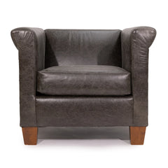Zentique Brixton Arm Chair in Coral Haze top grain leather, featuring a stylish accent chair design with plush cushioning.