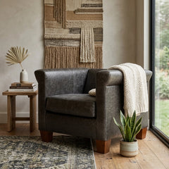 Zentique Brixton arm chair in coral haze top grain leather, accent chair with plush cushioning and stylish design.