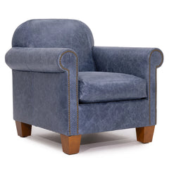 Hamilton accent arm chair by Zentique featuring denim top grain leather and a stylish, comfortable design.