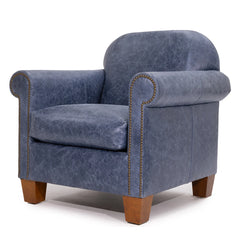 Hamilton accent arm chair by Zentique with denim and top grain leather upholstery, featuring a stylish and comfortable design.