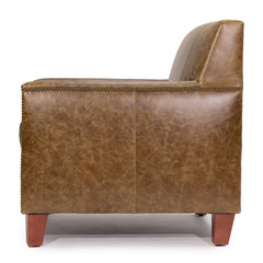 Larry Arm Chair wigwam style accent chair in top grain leather, crafted by Zentique, featuring a cozy, stylish design.