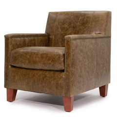 Larry Arm Chair wigwam accent chair with top grain leather upholstery by Zentique, featuring a stylish and comfortable design.