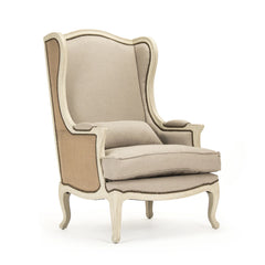 Leon Wingback Accent Chair by Zentique with pine wood frame, featuring plush upholstery and classic wingback design.