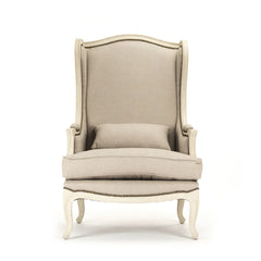Zentique Leon wingback accent chair with pine wood frame and upholstered seat, featuring a classic wingback design and elegant craftsmanship.