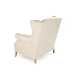 Zentique Napoleon half wingback accent chair with upholstered fabric and wooden legs, stylish and comfortable for living room decor.