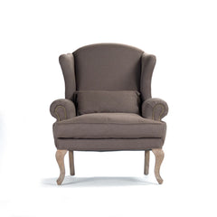 Zentique Zacharie Wingback Chair, indoor luxury accent chair with oak wood frame and plush upholstery, stylish and comfortable.