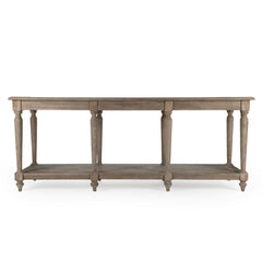 Zentique Alsace console table bench with wooden top and carved legs, ideal for entryway or living room decor.
