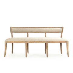 Carvell bench by Zentique featuring a wooden frame with a cushioned seat and elegant craftsmanship.