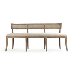 Carvell cane back bench by Zentique featuring a wooden frame and woven cane backrest, ideal for entryways or living spaces.