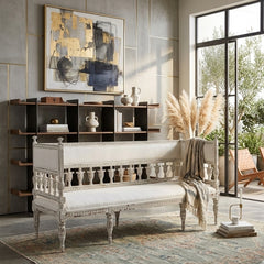 Isabel bench by Zentique with wooden frame and upholstered seat, ideal for entryway or living room decor.