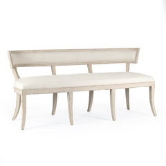 Lorand Bench by Zentique featuring a wooden frame and upholstered seat, ideal for entryways or living room decor.