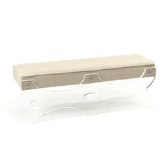 Zentique Melodie bench with wooden legs and upholstered seat, stylish and sturdy furniture piece for living room or entryway.