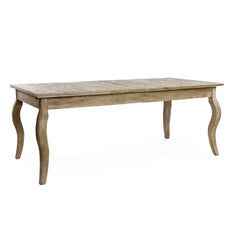 Zentique Rhone Dining Table with butterfly leaf, showcasing a sturdy wooden bench with a classic design and natural finish.