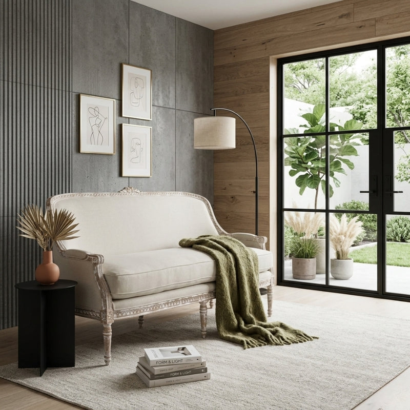 Yvon Bench by Zentique featuring a wooden frame and upholstered seat, ideal for entryways or living room decor.
