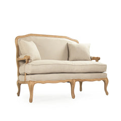 Zentique Bastille Settee love seat with plush fabric and elegant wooden legs, stylish and comfortable for living room decor.