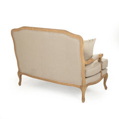 Zentique Bastille loveseat with plush upholstery and elegant wooden legs, showcasing a stylish and comfortable seating option.