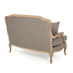 Bastille Settee by Zentique featuring oak wood frame and upholstered loveseat with elegant design and plush seating.