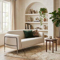Holland Greige loveseat by Zentique featuring plush fabric and elegant design, perfect for modern living rooms.