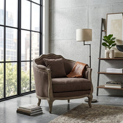 Maison Love Chair by Zentique featuring limed grey oak frame and plush upholstery, perfect for stylish living room seating.