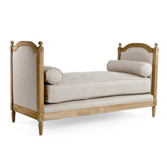 Antoinette outdoor daybed in natural oak wood with a stylish design by Zentique, perfect for relaxing outdoor spaces.