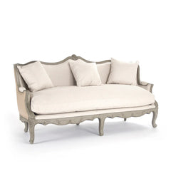 A beige Adele Sofa Jute by Zentique featuring a plush cushioned seat and wooden legs, ideal for modern living rooms.