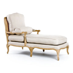 Bastille chaise lounge sofa by Zentique featuring plush upholstery and elegant design with wooden legs.