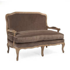 Zentique Bastille Settee sofa with elegant fabric upholstery and classic wooden legs, stylish and comfortable for living room decor.
