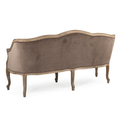 Velvet Benton Sofa Oak by Zentique featuring plush upholstery and sleek wooden legs, perfect for modern living room decor.