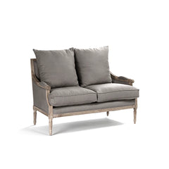 Louis Settee in limed grey oak by Zentique, featuring a stylish sofa with a classic design and elegant wooden frame.