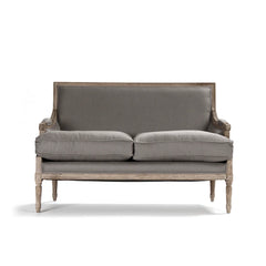Louis Settee in limed grey oak by Zentique, a stylish sofa with a wooden frame and upholstered seating, perfect for elegant living spaces.