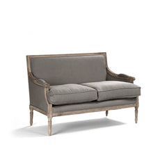 Louis settee sofa by Zentique with limed grey oak finish, featuring a classic design and plush upholstery, perfect for elegant living rooms.