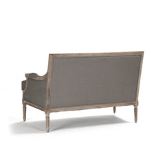 Louis Settee in limed grey oak by Zentique, featuring a stylish sofa with elegant wooden frame and comfortable upholstered seating.