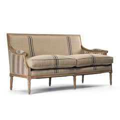 Blue striped Louis sofa by Zentique featuring elegant upholstery and classic design for stylish living room decor.