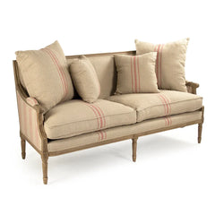 Red-striped Louis sofa by Zentique featuring elegant upholstery and classic design, perfect for stylish living room decor.