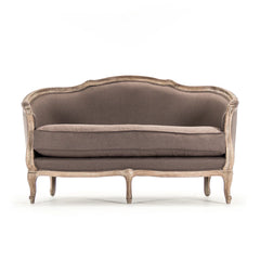 Maison Settee in limed grey oak by Zentique, stylish sofa with wooden frame and upholstered cushions, modern and elegant living room furniture