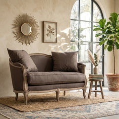 Maison Settee in Limed Grey Oak by Zentique, a stylish sofa with a sleek design and comfortable seating, showcasing grey oak finish.