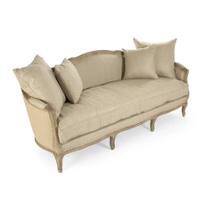 Maison Sofa in limed grey oak finish by Zentique, showcasing a stylish, contemporary sofa with plush cushions and wooden legs.