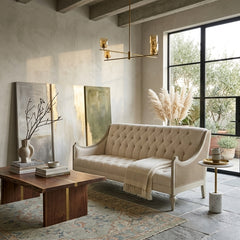 Walsh sofa by Zentique, elegant indoor sofa with carved birch wood frame and plush upholstery, perfect for stylish living rooms.